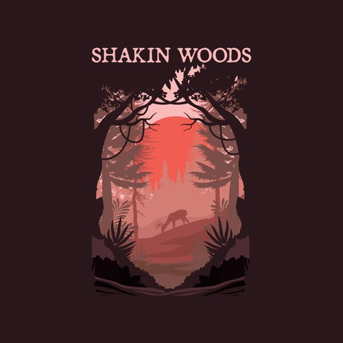 Folk design with the title 'Shakin woods'