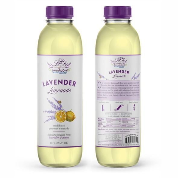 Lemonade label with the title 'Lavender lemonade'