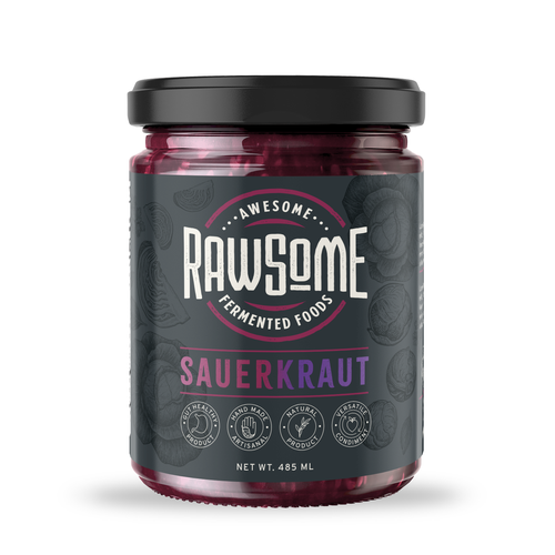 Vintage label with the title 'Rawsome label design'