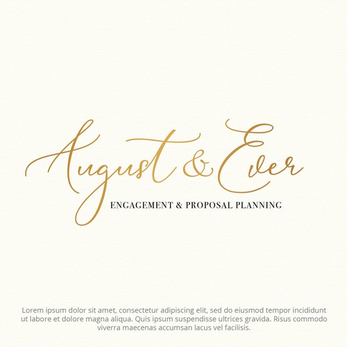 Hand design with the title 'August and Ever -engagement & proposal planning company ✨'