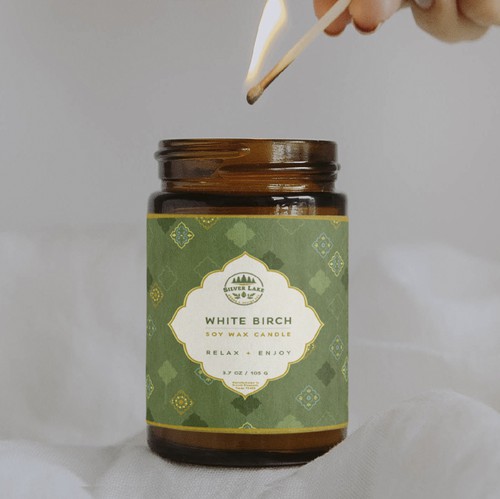 Green label with the title 'Candle lable Moroccan style'