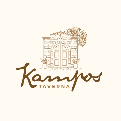 Lettering design with the title 'Logo for Kampos Taverna'
