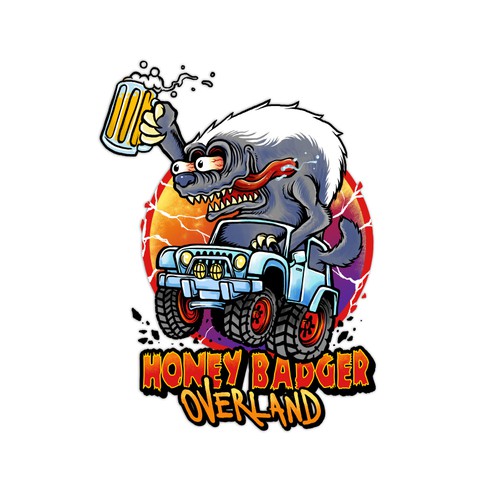 Funny illustration with the title 'Irreverent Illustration/Logo needed for Honey Badger Overland'