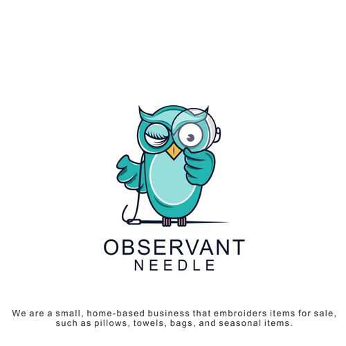 Owl brand with the title 'Design a playful logo for Observant Needle, an embroidery business'