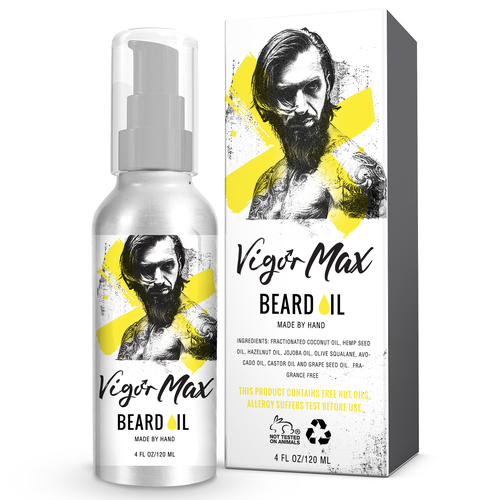 Bold packaging with the title 'Handmade Beard Oil for Man'