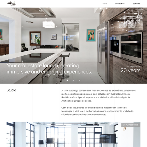 Interior design website with the title 'Web design for a 3D viz company that create 3d renders and 3d films'