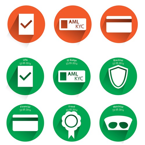 Green artwork with the title 'Flat Design of Badges'
