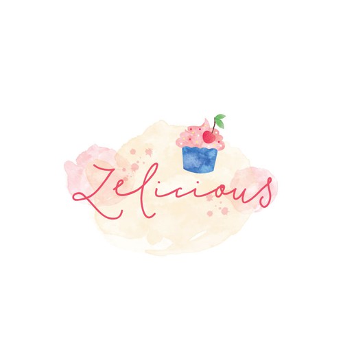 Watercolor logo with the title 'Logo for home made desserts.'