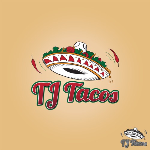 Fast food logo with the title 'TJ Taco Shop'