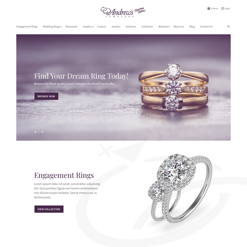 Jewelry website with the title 'Web page design'