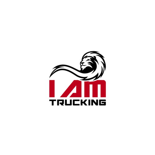 Black and red logo with the title 'Lion logo for a Transportation Company.'