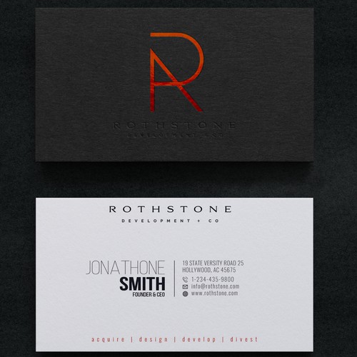 Foil design with the title 'Business Card Design for Rothstone'
