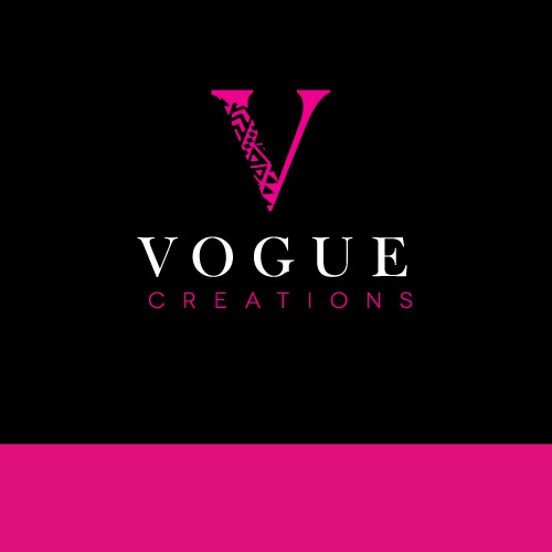 Pattern logo with the title 'Logo for Vogue Creations'
