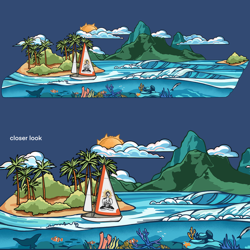 Island artwork with the title 'Illustrated sticker contest winner'