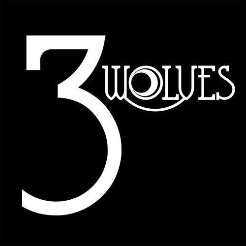 Bar and restaurant logo with the title '3 Wolves'