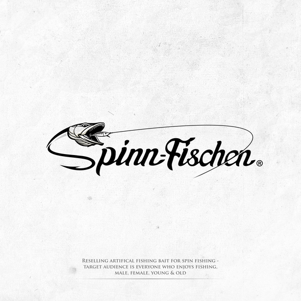 Fishing boat logo with the title 'SpinnFischen Logo, Spinnfischen Germany Fishing Store'