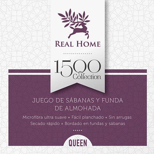 Home decor design with the title 'Etiquetas envase juego de sábanas'