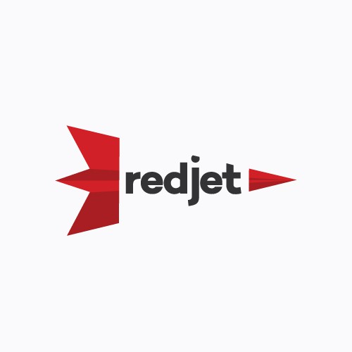 Jet logo with the title 'RedJet, Inc is looking for your logo idea!'