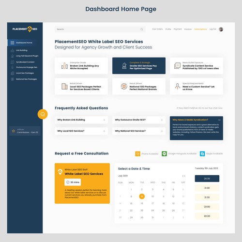 Dashboard website with the title 'Sleek and Modern Dashboard Design for SEO Company'
