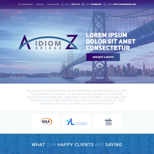 Minimalist website with the title 'Website for new translation company'