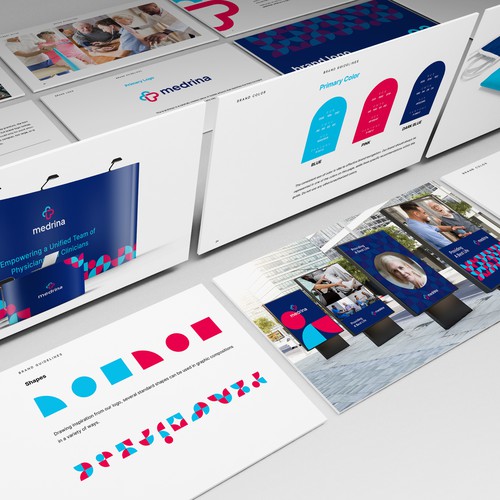 Clinic design with the title 'Medrina Brand Harmony: Patterns and Consistency in Application'