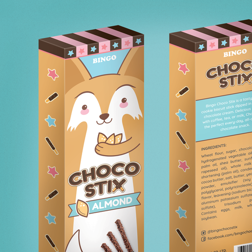 Snack bag packaging with the title 'Box Design for Chocolate Snack'