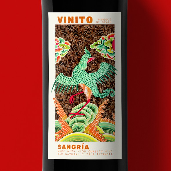 Spanish label with the title 'Sangría label design'