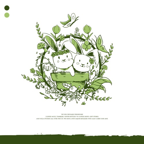 Drawing design with the title 'Create a spring look featuring BUNNIES in a GARDEN'