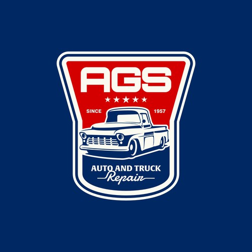 Workshop logo with the title 'Emblem Style Logo for AGS Auto and Truck Repair'