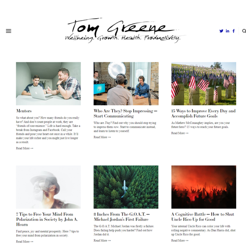 Blogger design with the title 'Tom Greene'