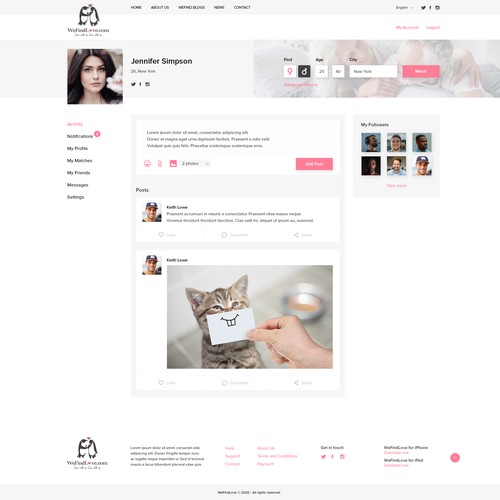 Dating website with the title 'WeFindLove'