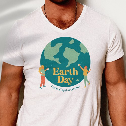 Earth t-shirt with the title 'Fun retro t-shirt for our upcoming Earth Day cleanup event'
