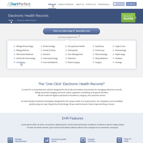 Electronic design with the title 'Electronic Health Record software'
