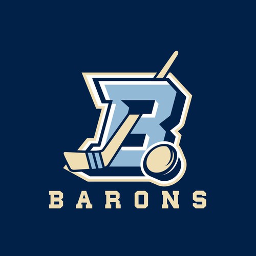 Hockey stick logo with the title 'Barons Hockey Team Logo'
