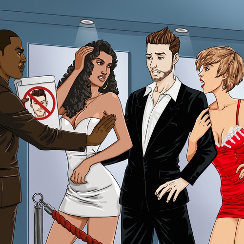 Digital art illustration with the title 'private event'