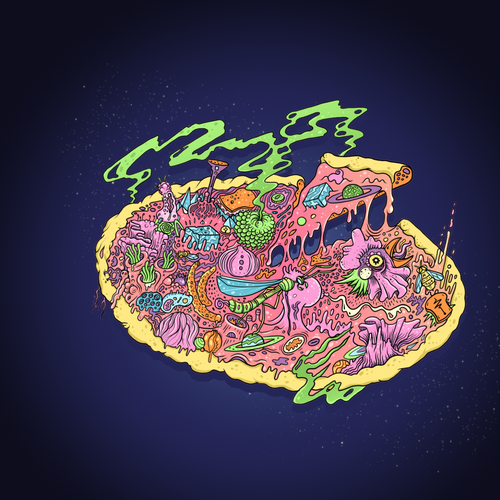 Wild artwork with the title 'A cosmic delicacy from another dimension'
