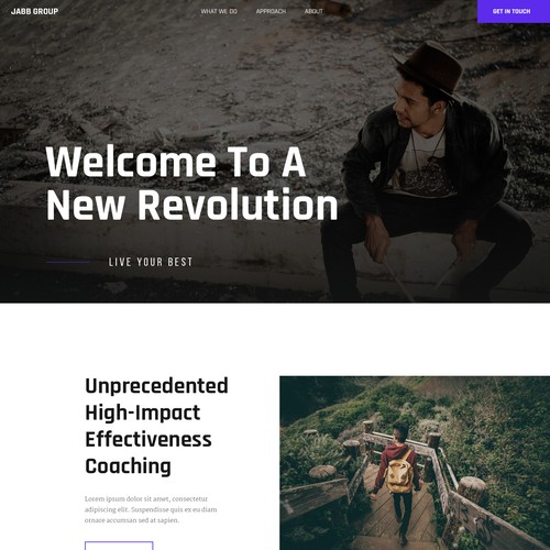 Typography website with the title 'Website for coaching mentor'