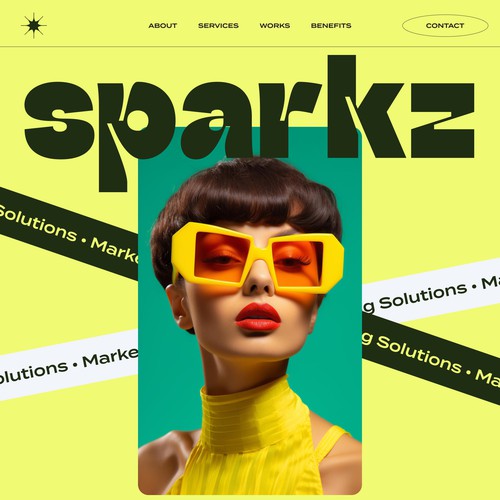 Yellow and red design with the title 'Modern and trendy website for Sparkz  Marketing Agency'