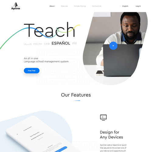 Homepage design with the title 'WordPress website'