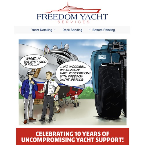 Creative artwork with the title 'Freedom Yacht'