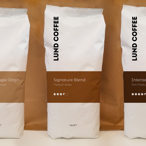 Branding label with the title 'Coffee Packaging Design'