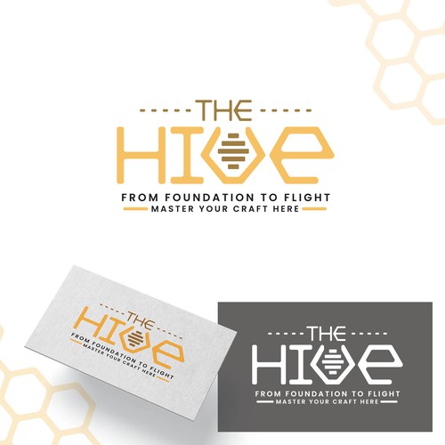 Beehive design with the title 'Logo for school train construction.'