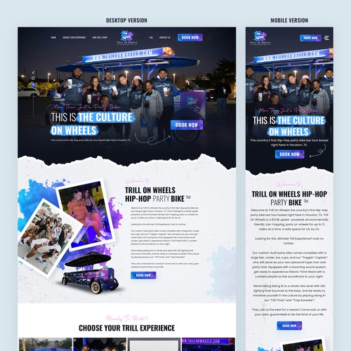 Winning website with the title 'Trill On Wheels Hip-Hop Party Bike'