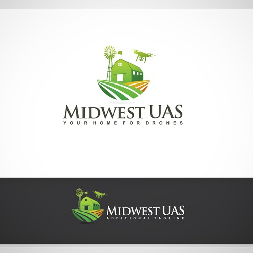 Drone logo with the title 'drones in agriculture.'