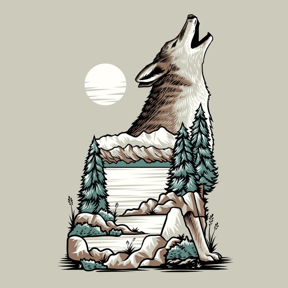 Coyote design with the title 'Howling Coyote'
