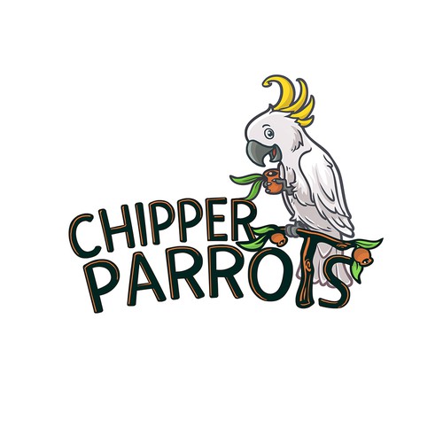 Cartoon brand with the title 'Chipper Parrots'
