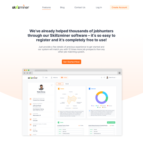 Orange website with the title 'Skillzminer Website'