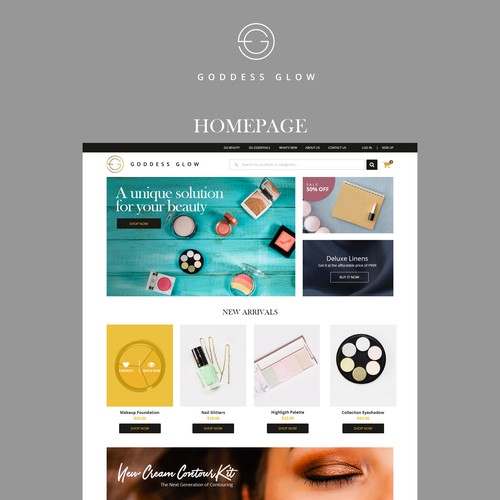 Cosmetics website with the title 'E-commerce Website'