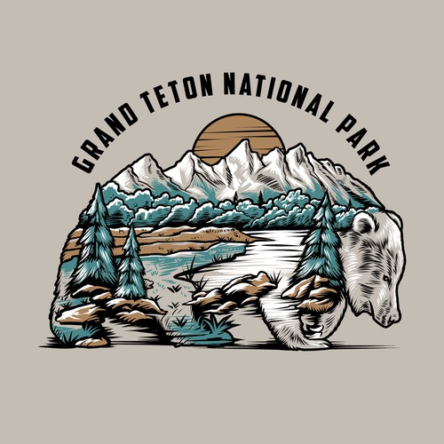 Bear t-shirt with the title 'Grand Teton National Park'
