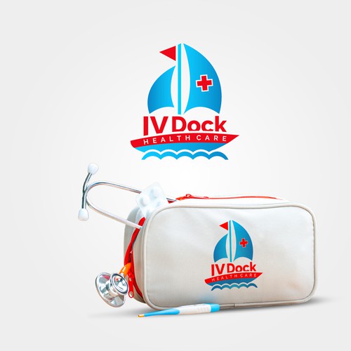 Pharmacy brand with the title 'Logo for Caribbean-based Doc and Nurse team delivering goods to tourists on land and sea'